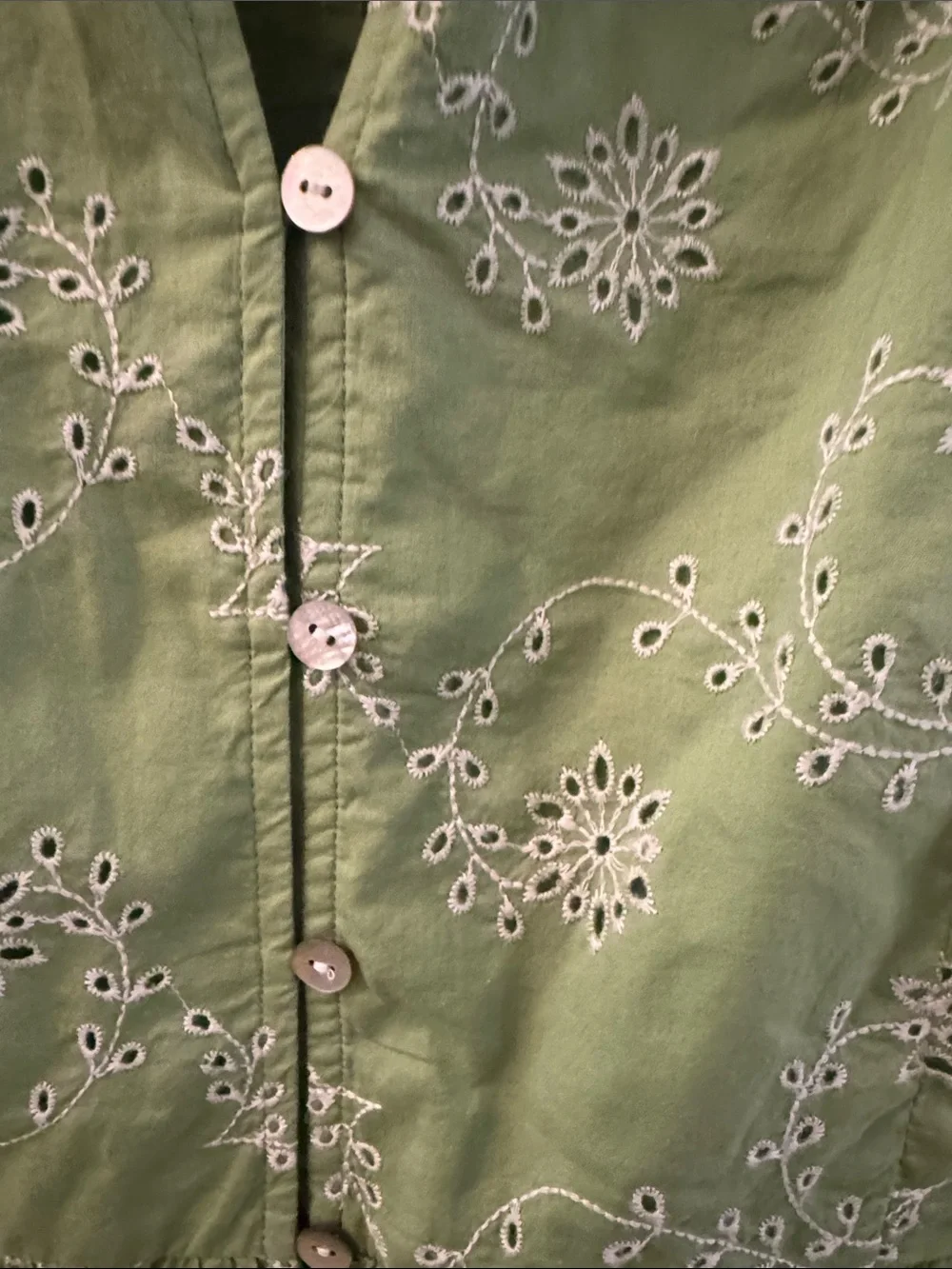J. Jill Light Green Sleeveless Embroidered Button-Front Maxi Dress - Picture 3 of 6